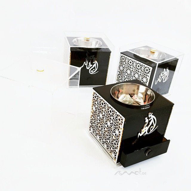 "Elegant Black & Gold Arabic Calligraphy Incense Burners