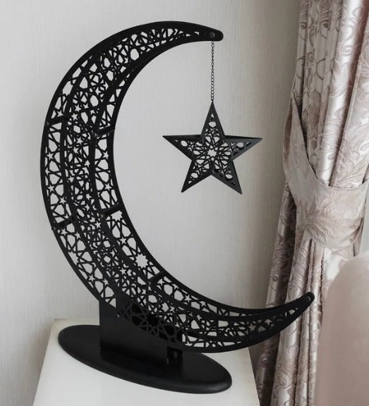 Decorative Islamic Crescent Moon & Star Ornament